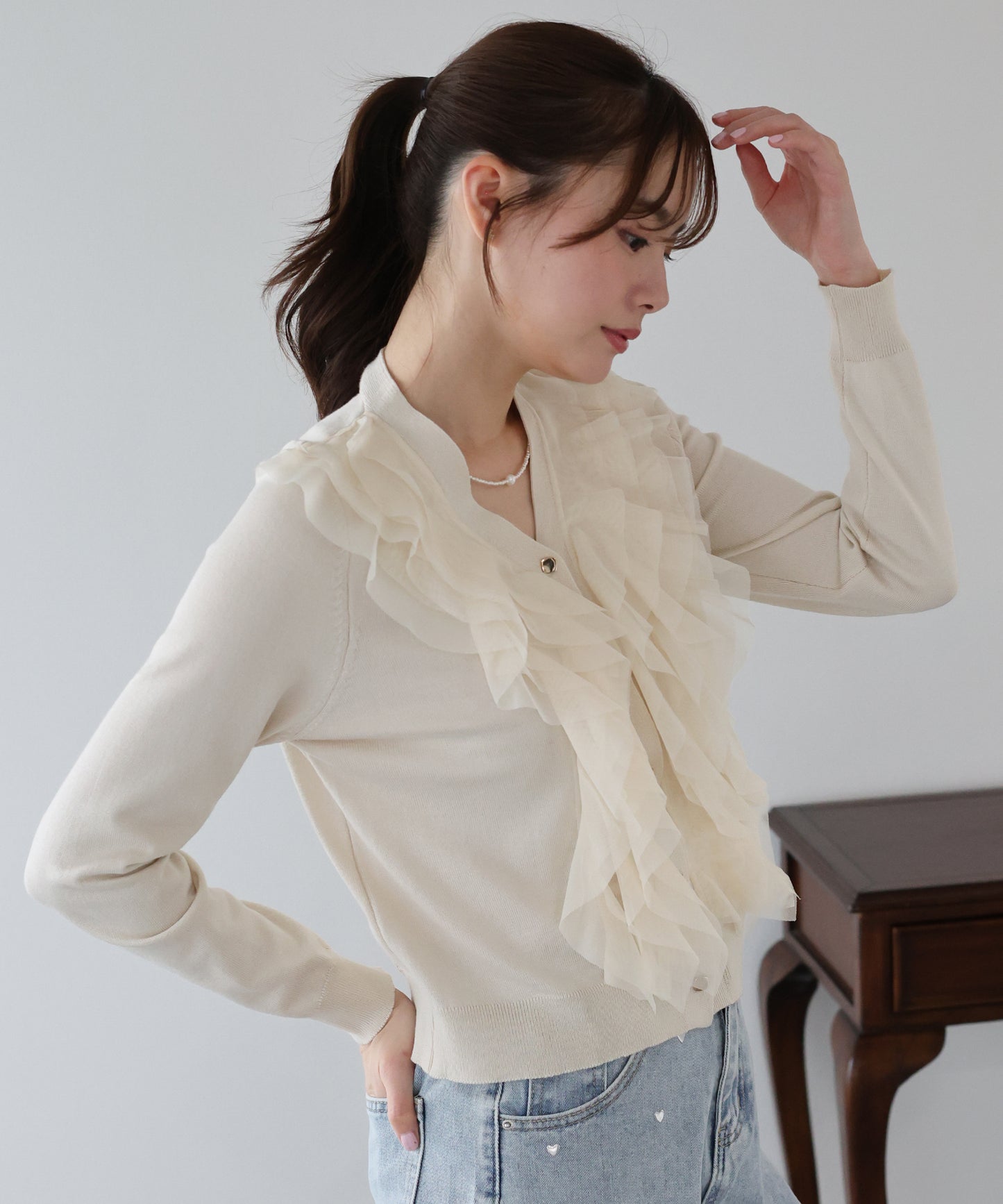 チュールフリルカーディガン