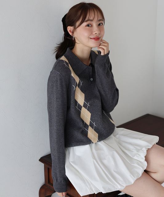 【早割5％OFF】アーガイルポロニット