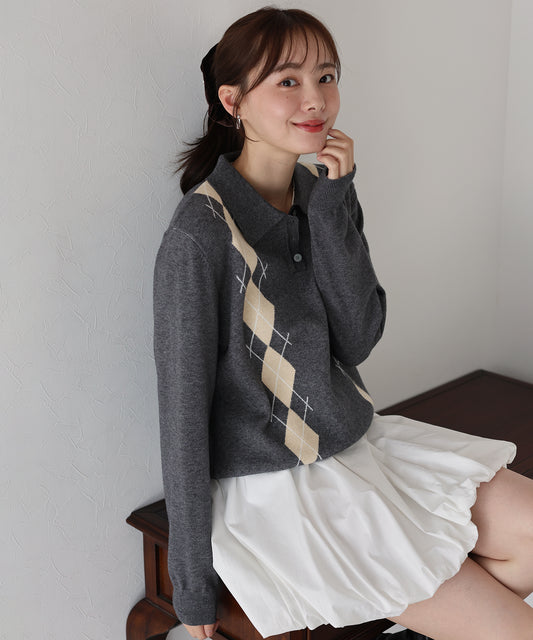 【早割5％OFF】アーガイルポロニット