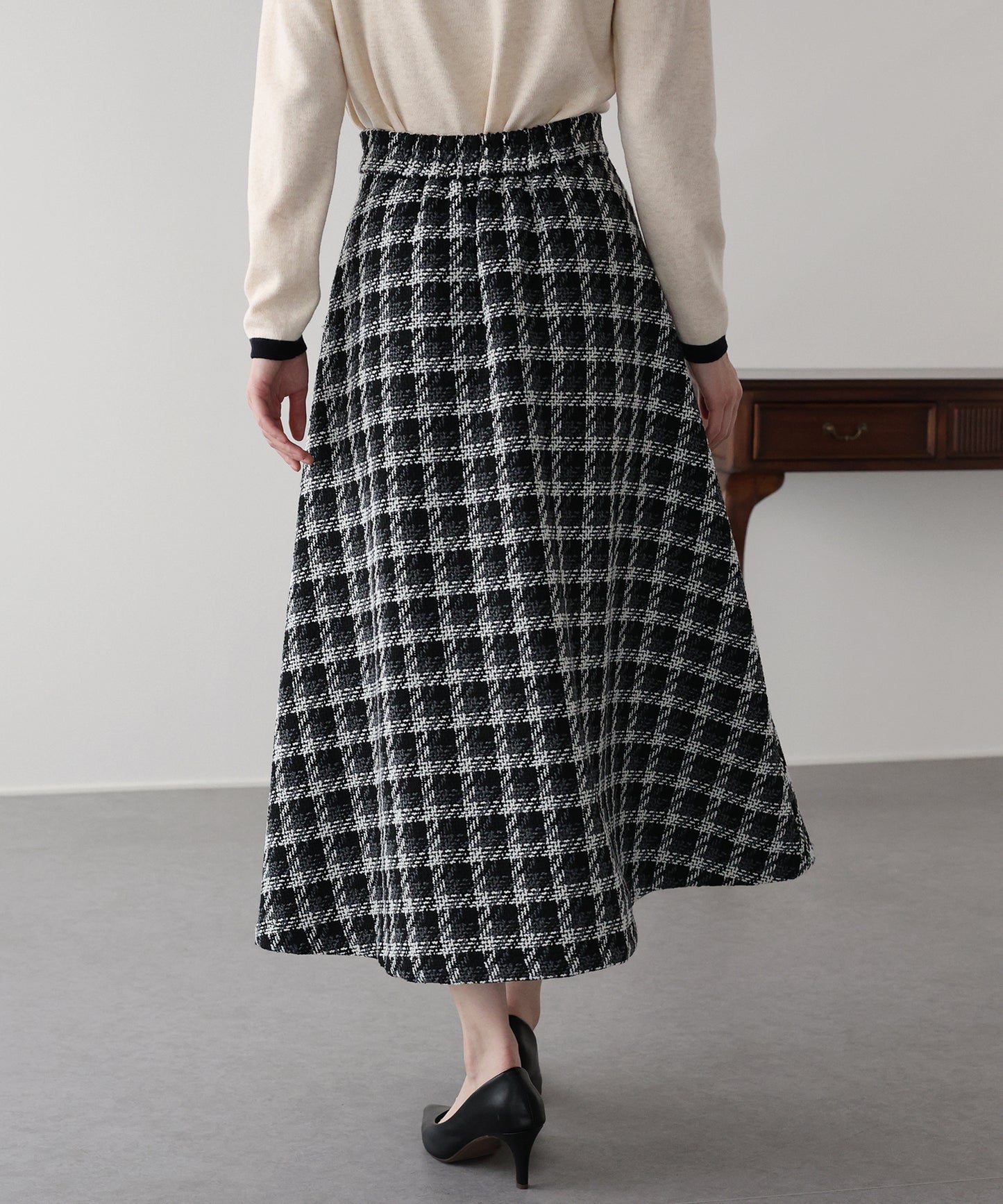 【早割5％OFF】ツイードチェックフレアスカート