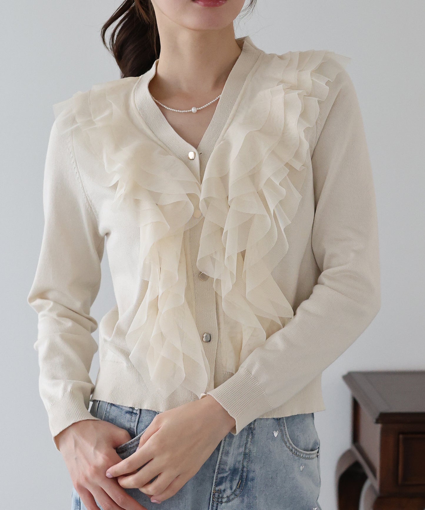 チュールフリルカーディガン