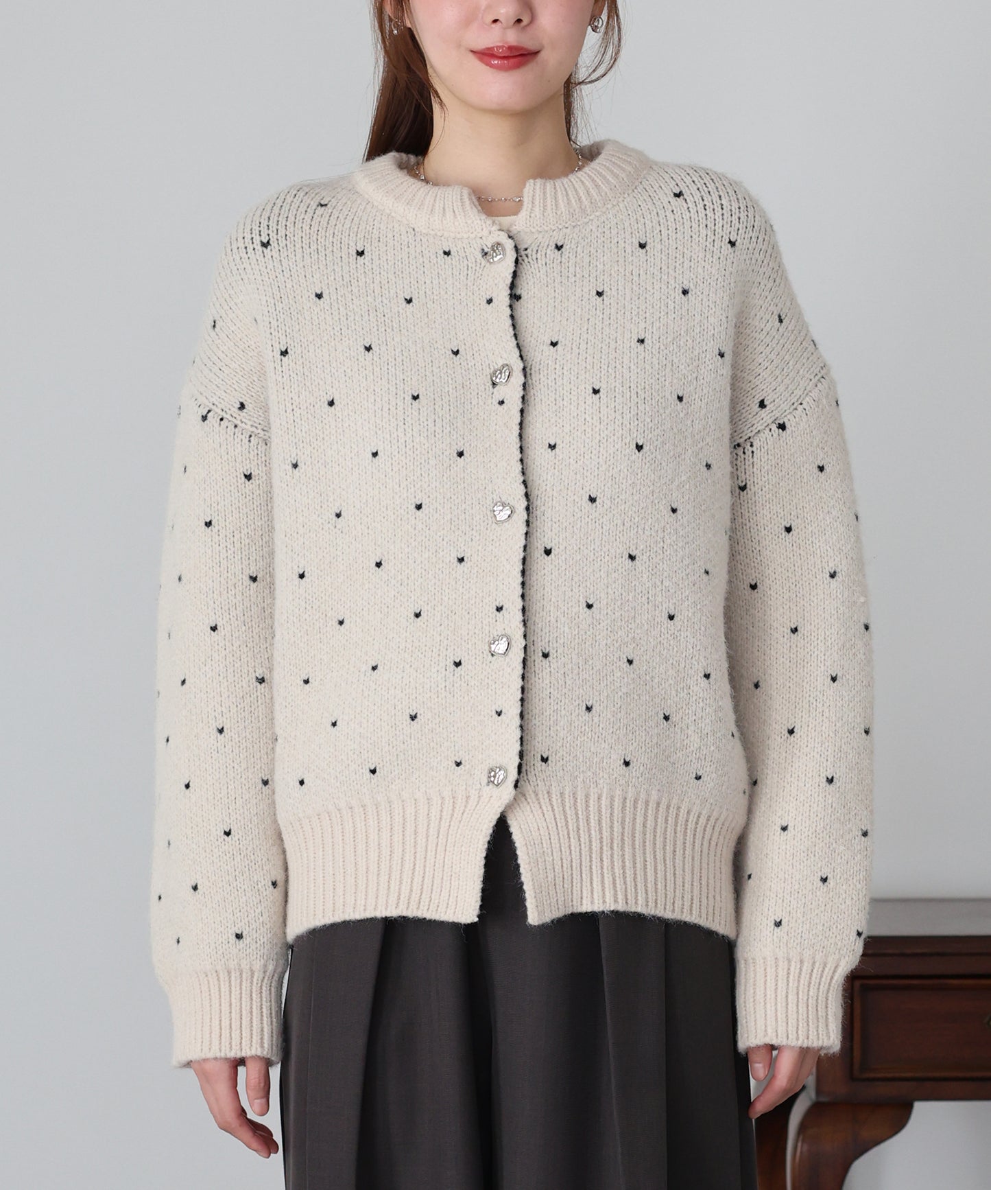 ハートニットジャガードカーディガン