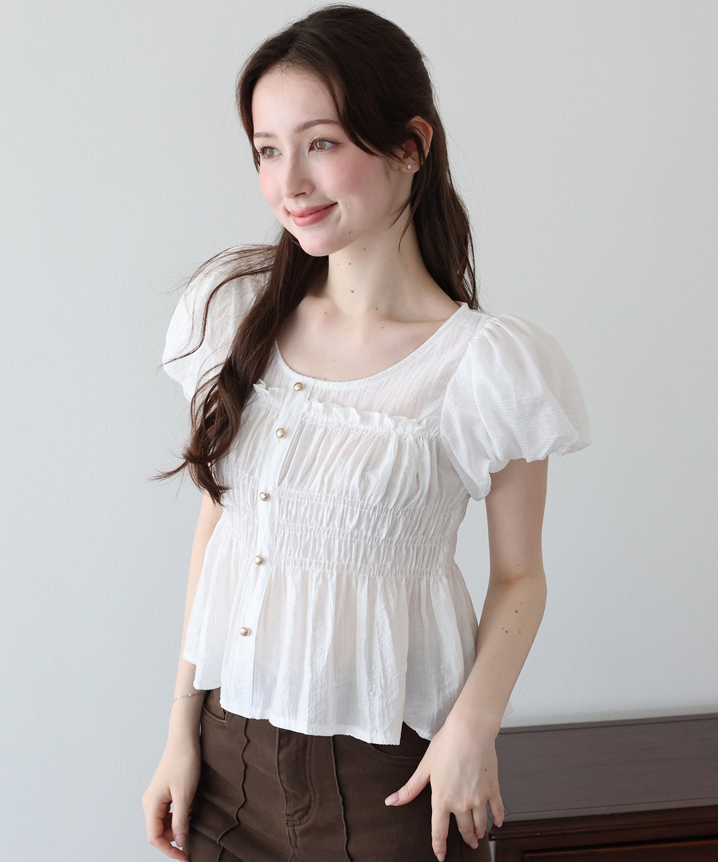 【早割5％OFF】シアーストライプシャーリングブラウス【メール便】