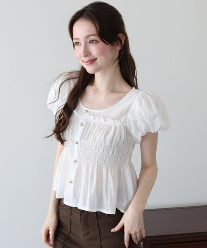 【早割5％OFF】シアーストライプシャーリングブラウス【メール便】
