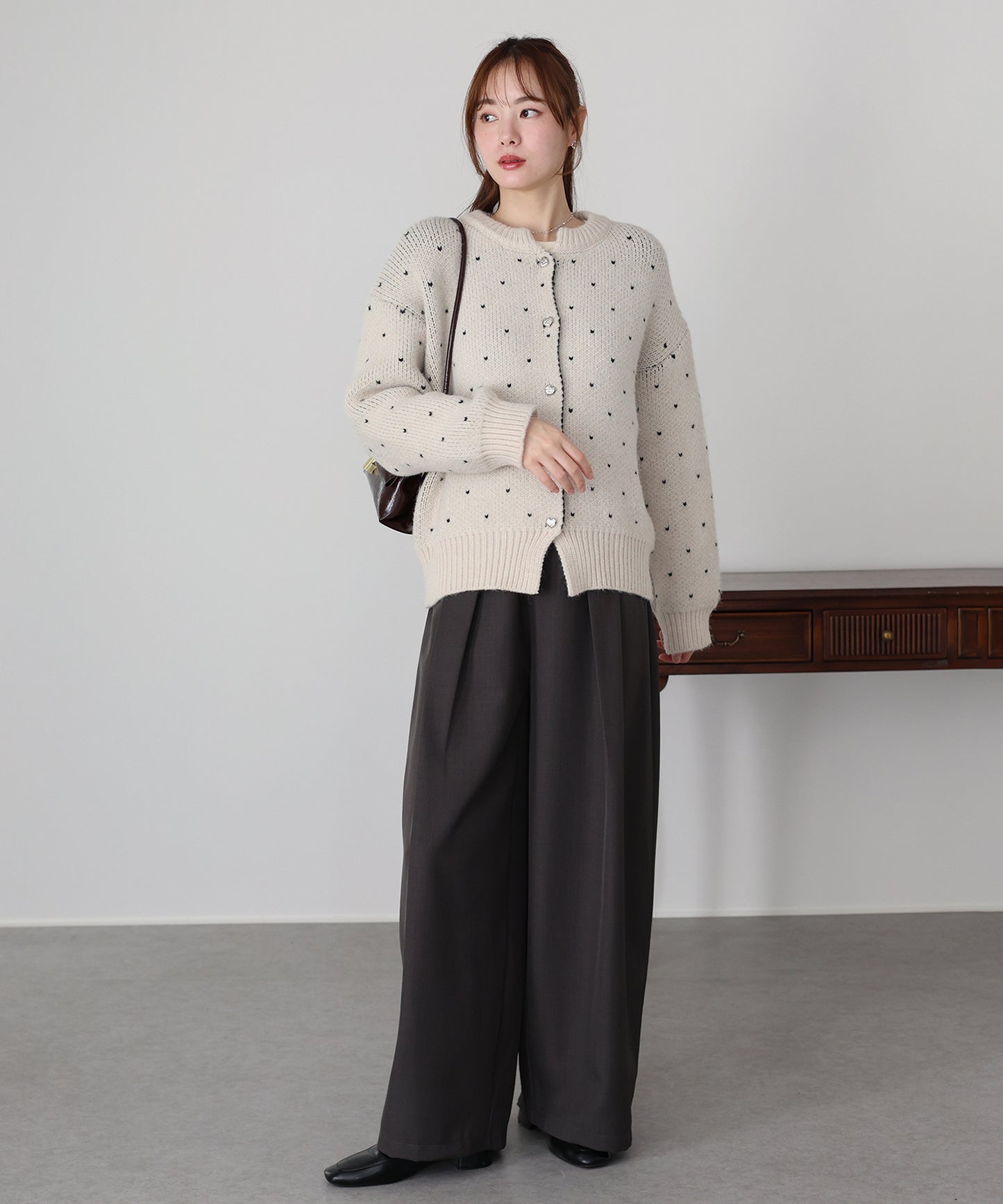 ハートニットジャガードカーディガン