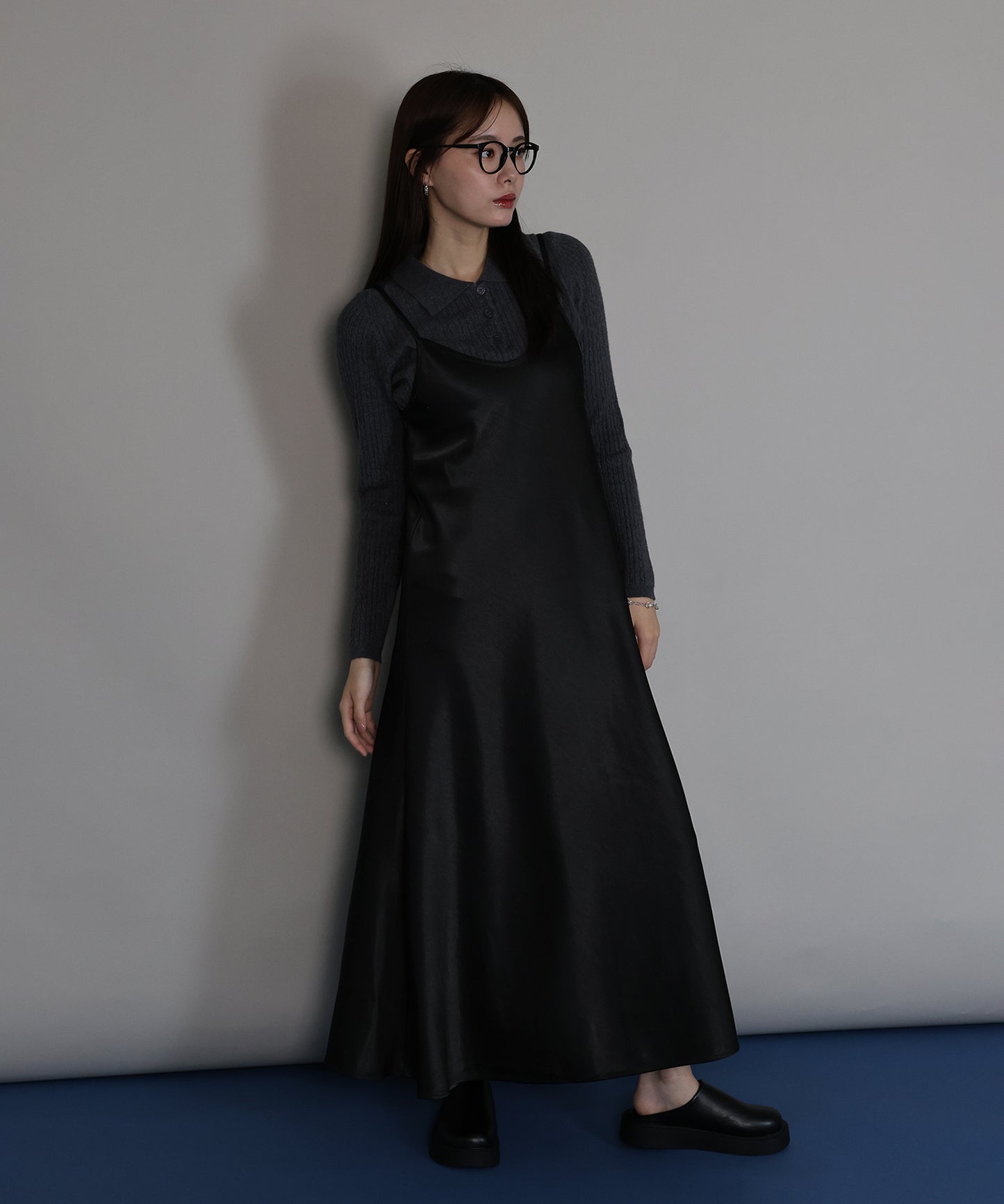 ヘビーサテンキャミワンピース[ J by blue ]