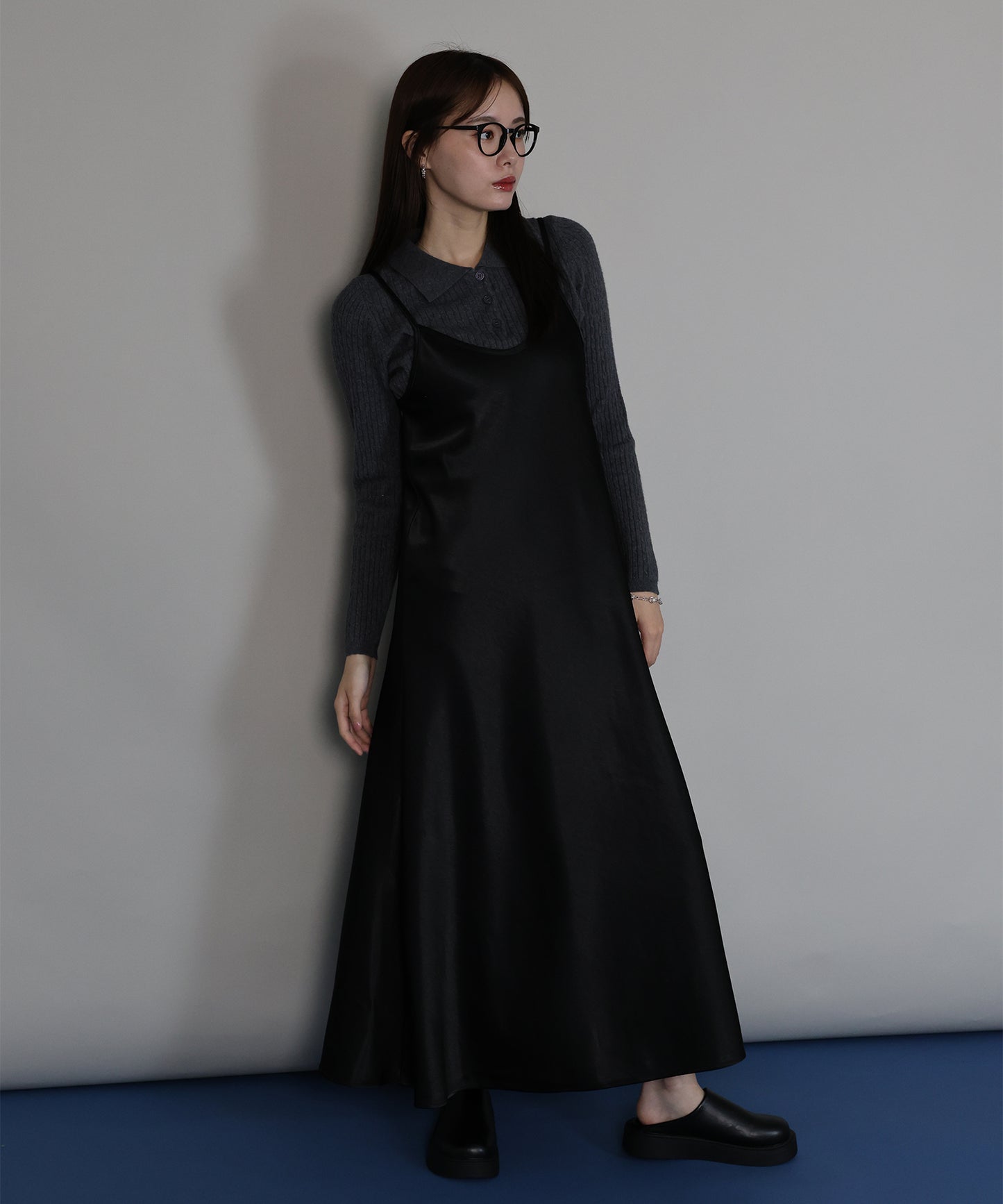 【早割5％OFF】ヘビーサテンキャミワンピース[ J by blue ]