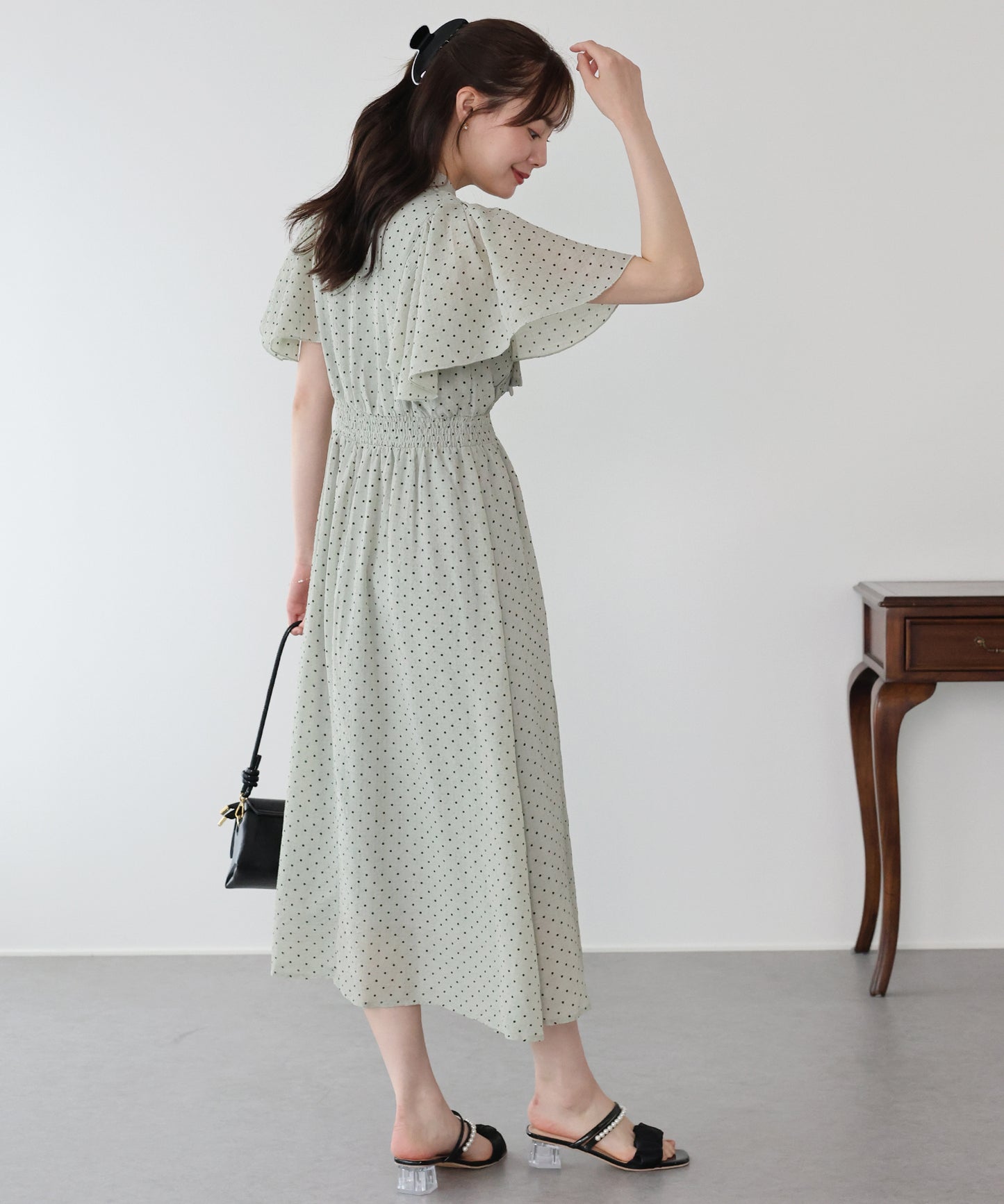 【早割5％OFF】フレアスリーブボウタイリボンワンピース