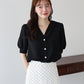펄 도트 버튼 블라우스