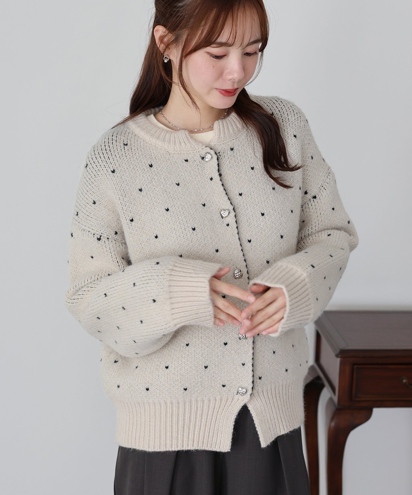 ハートニットジャガードカーディガン