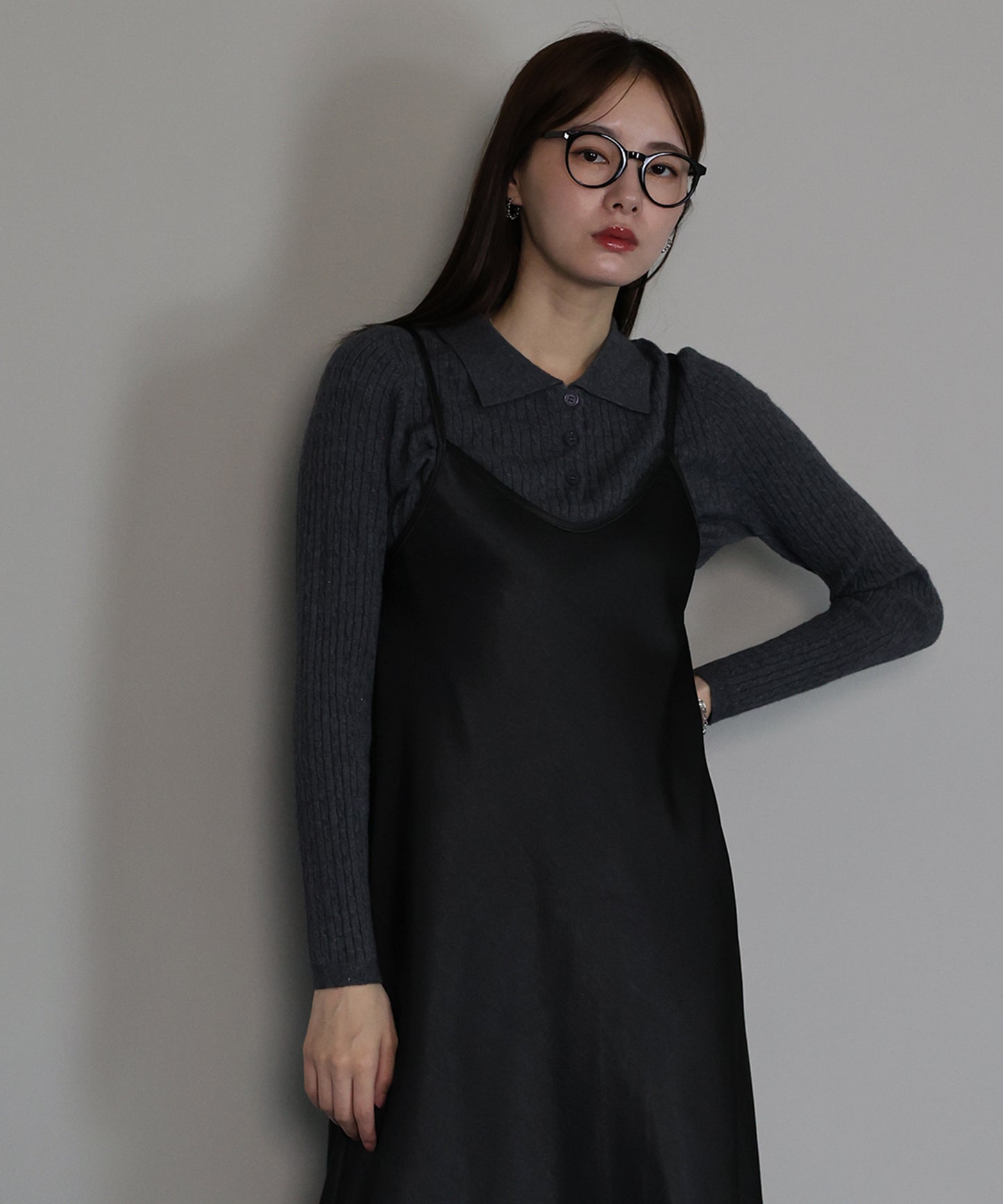 ヘビーサテンキャミワンピース[ J by blue ]