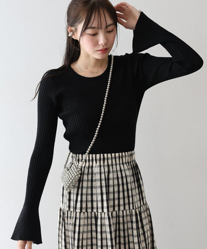 【SALE】切替デザインリブニット