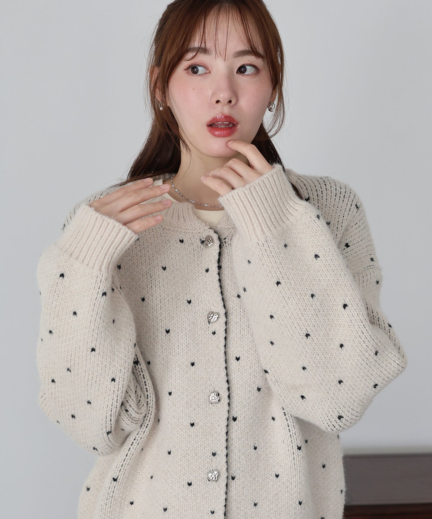 ハートニットジャガードカーディガン