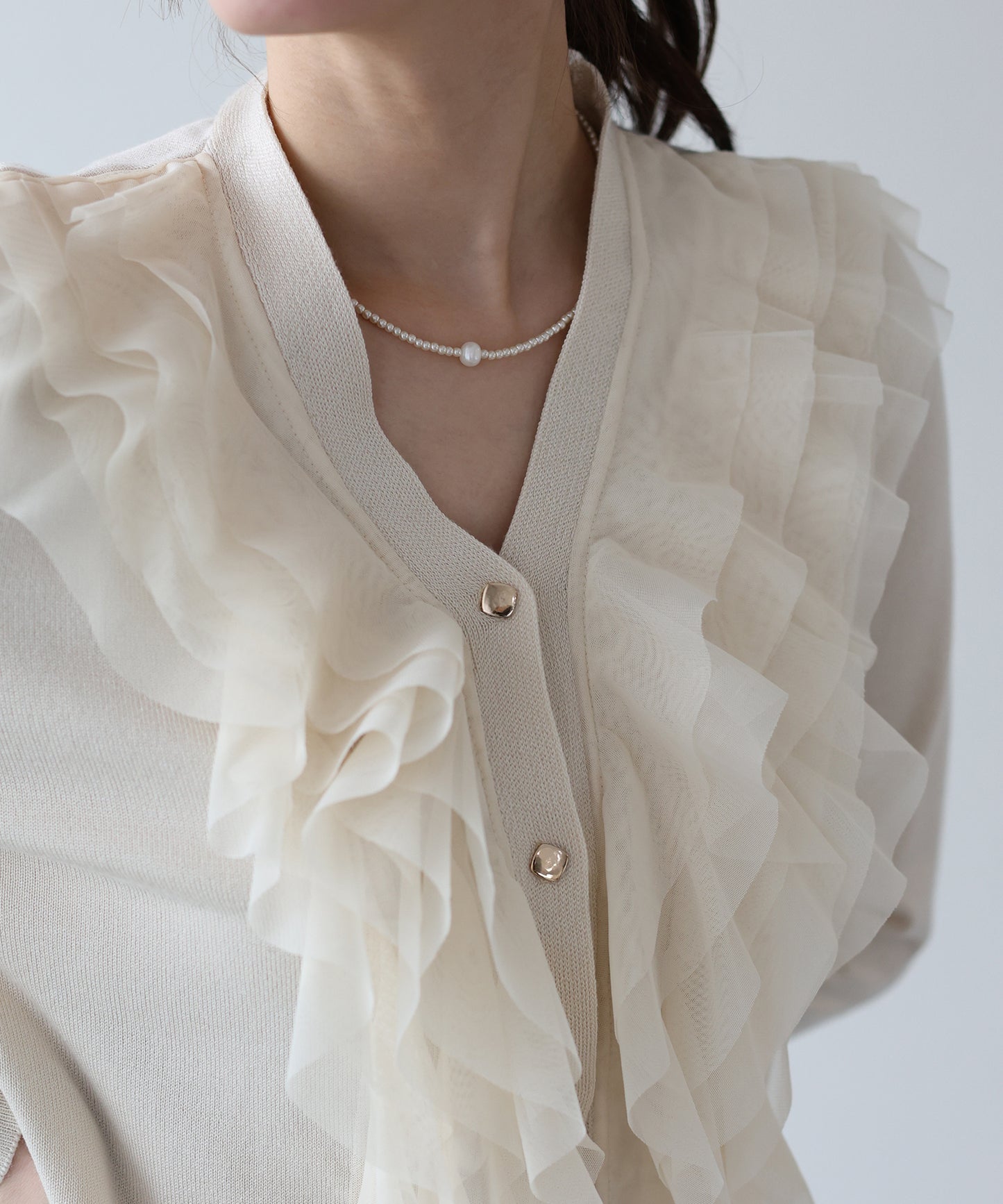 チュールフリルカーディガン