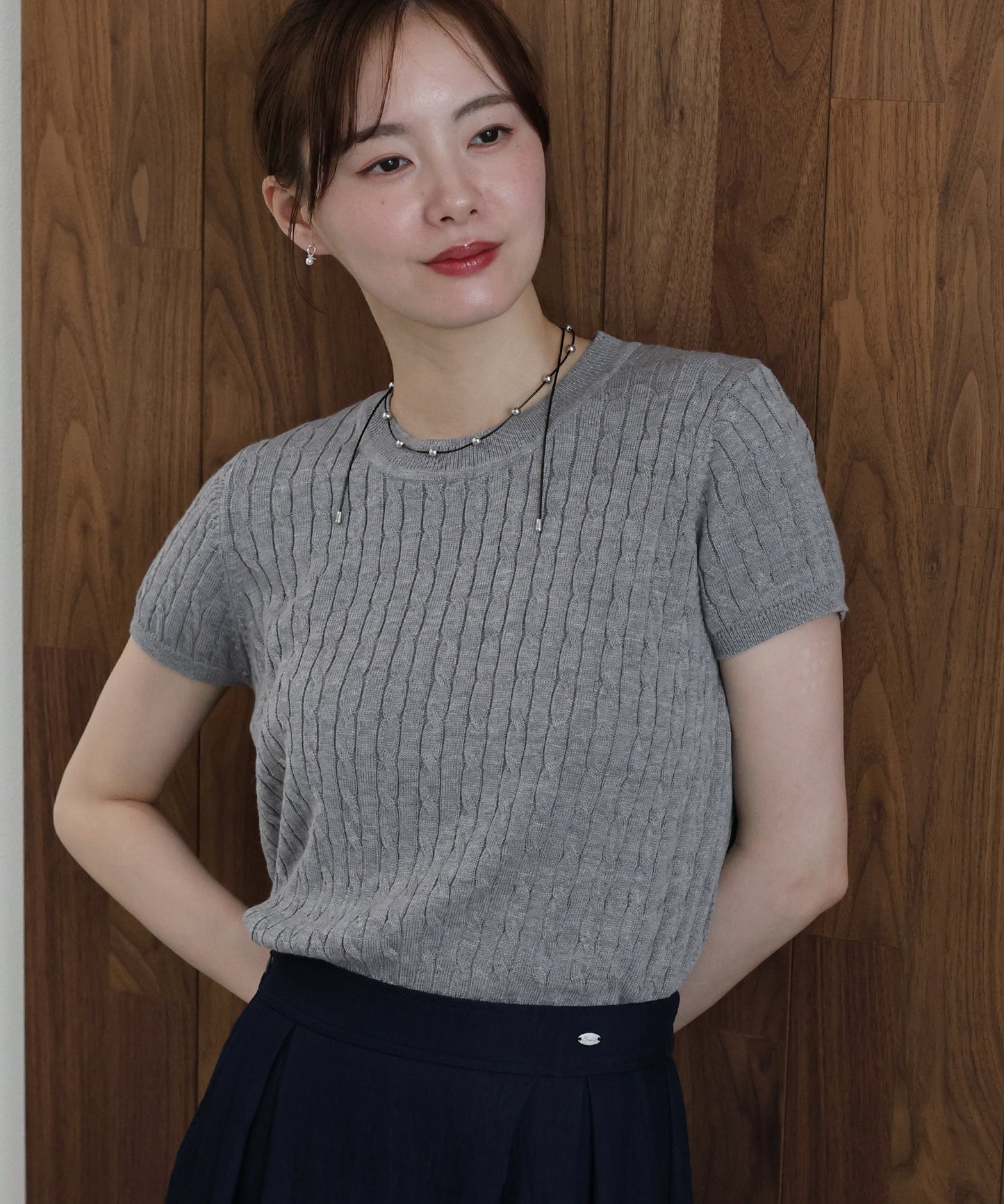 キャップスリーブケーブルニット