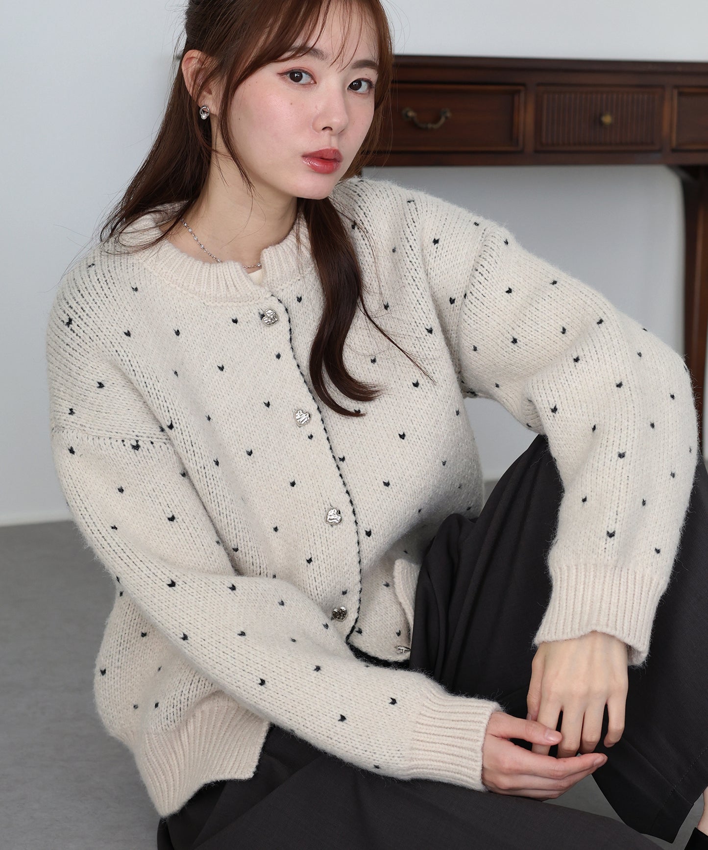 ハートニットジャガードカーディガン