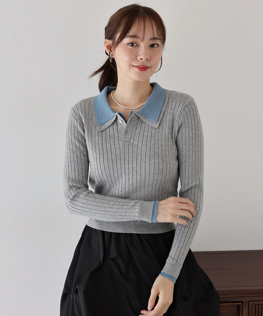 【早割5％OFF】ダブル襟ポロニット