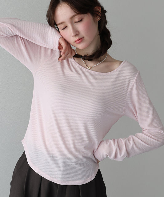 【早割5％OFF】クルーネックシアーリブカットソー【ネコポス】