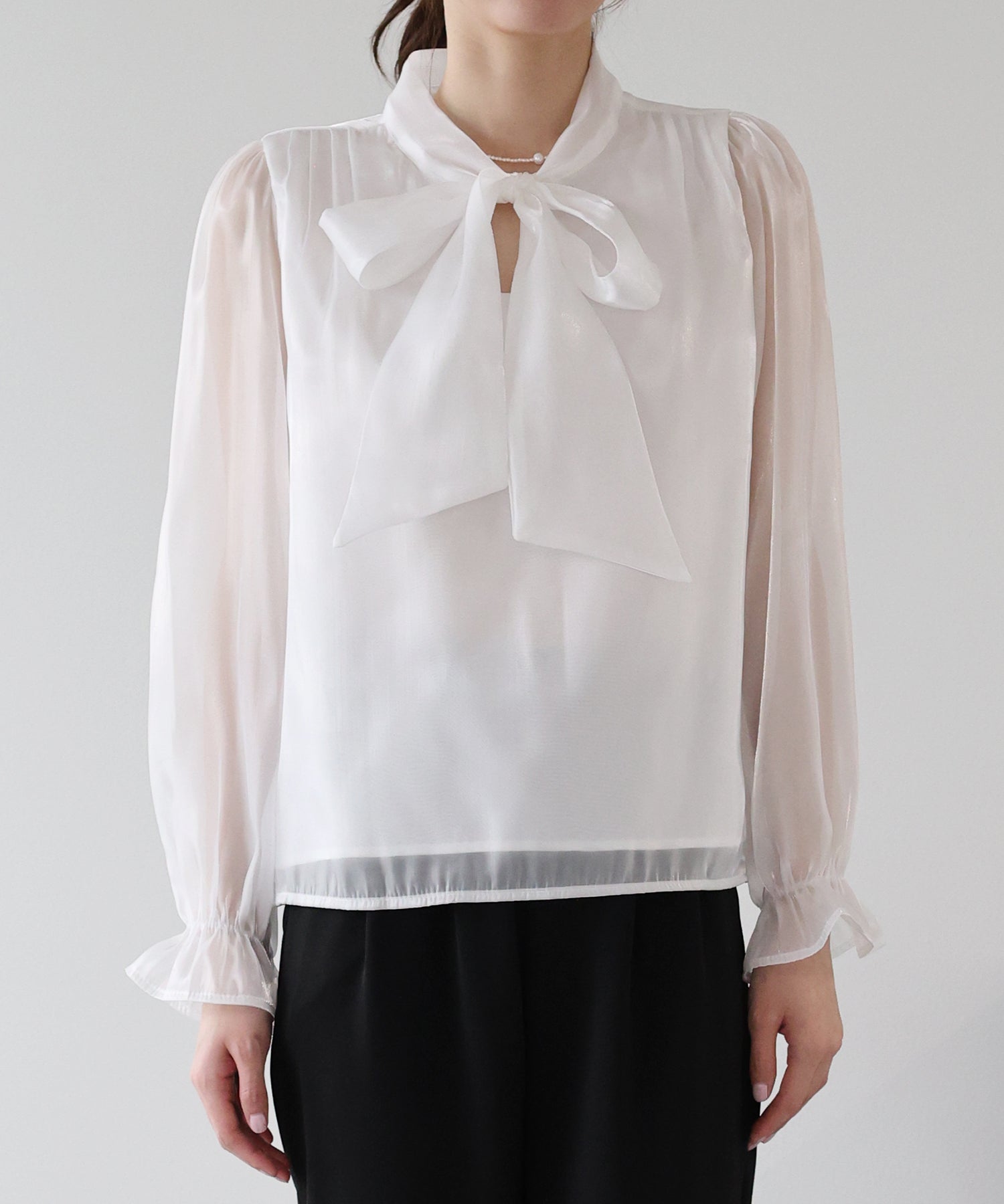 シアーオーガンジーボウタイブラウス【ネコポス】 – BLUE ONLINE