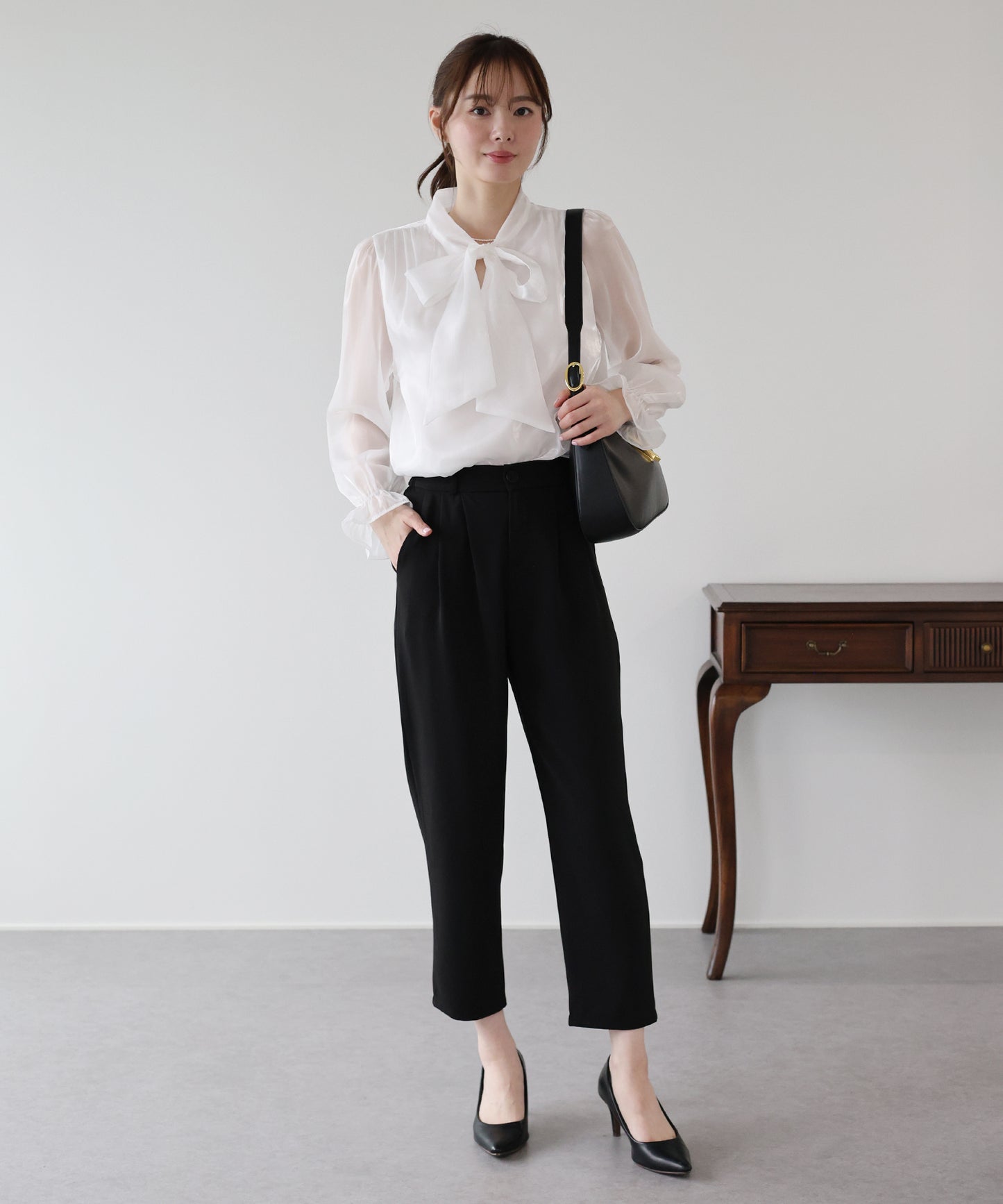 シアーオーガンジーボウタイブラウス【ネコポス】