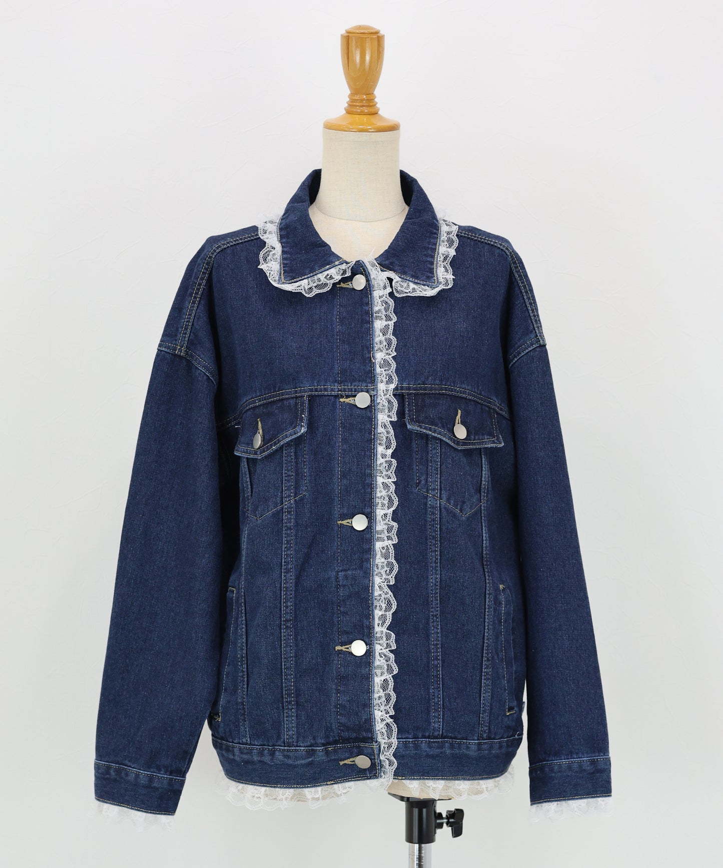 レースドッキングデニムジャケット