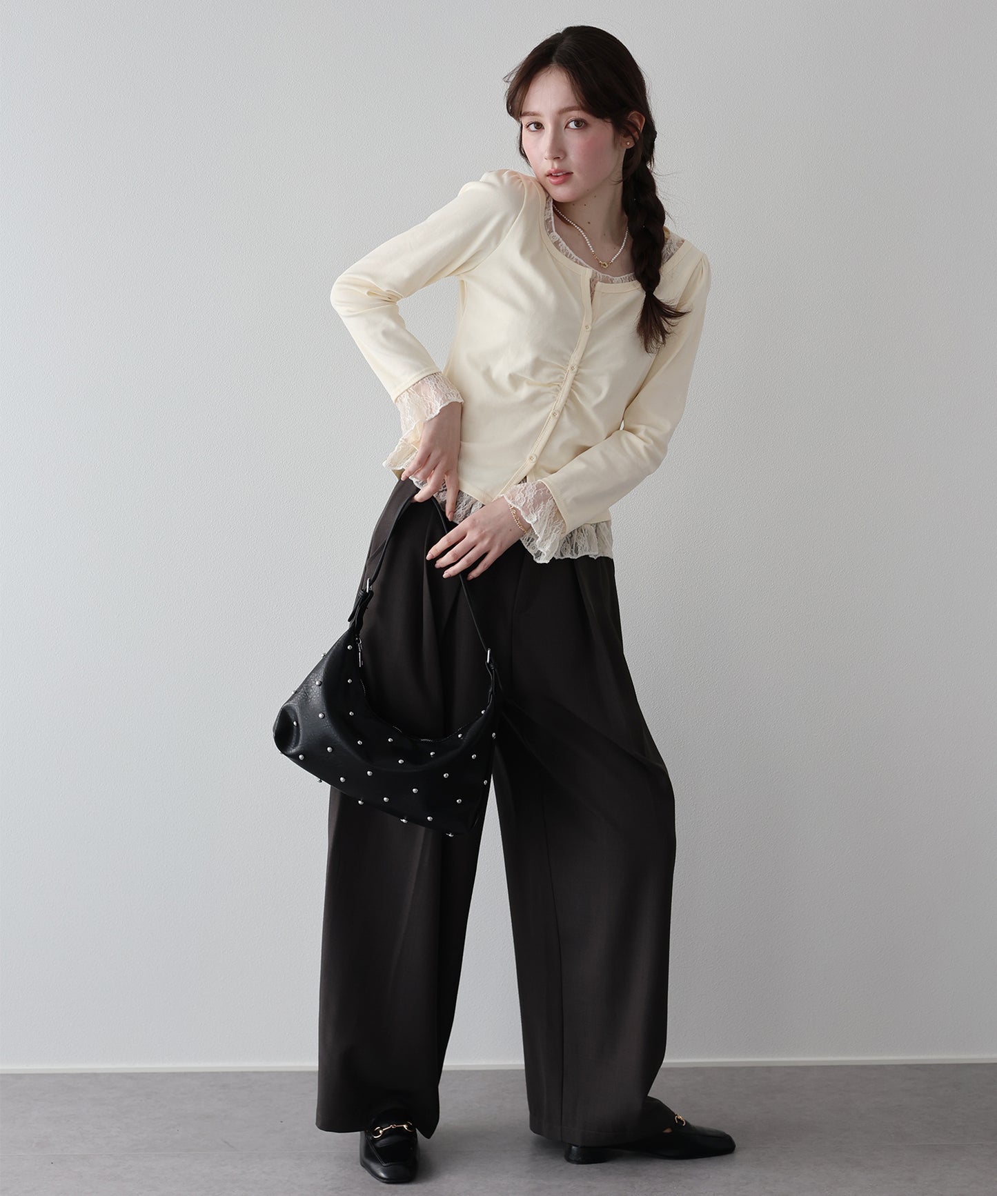 【早割5％OFF】レースレイヤードギャザーTシャツ【ネコポス】