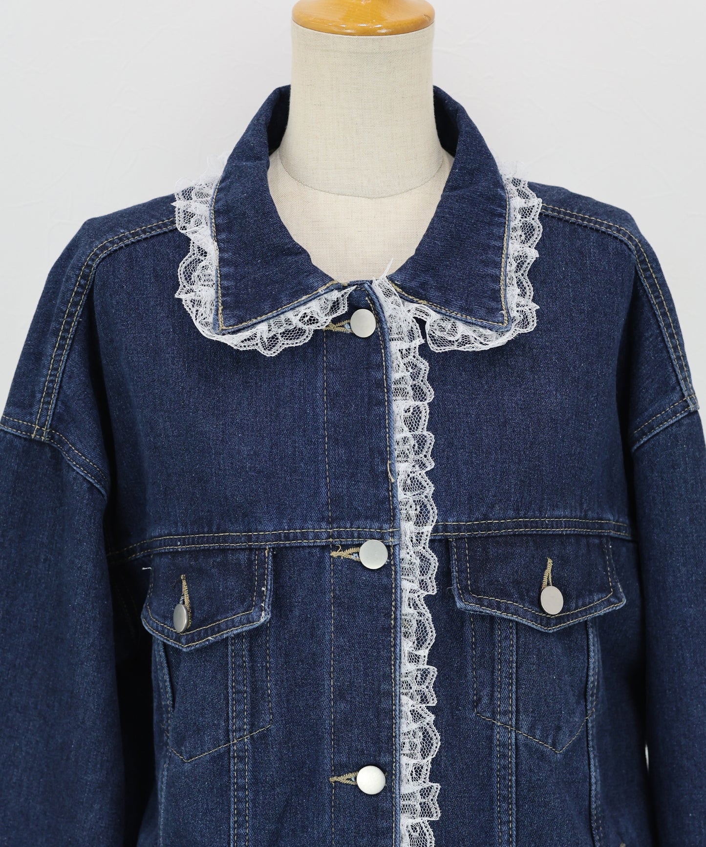 レースドッキングデニムジャケット