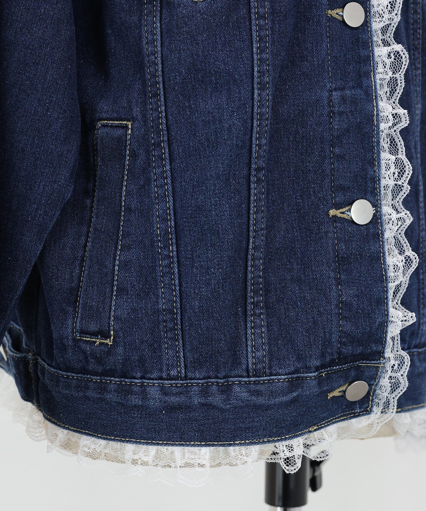 レースドッキングデニムジャケット