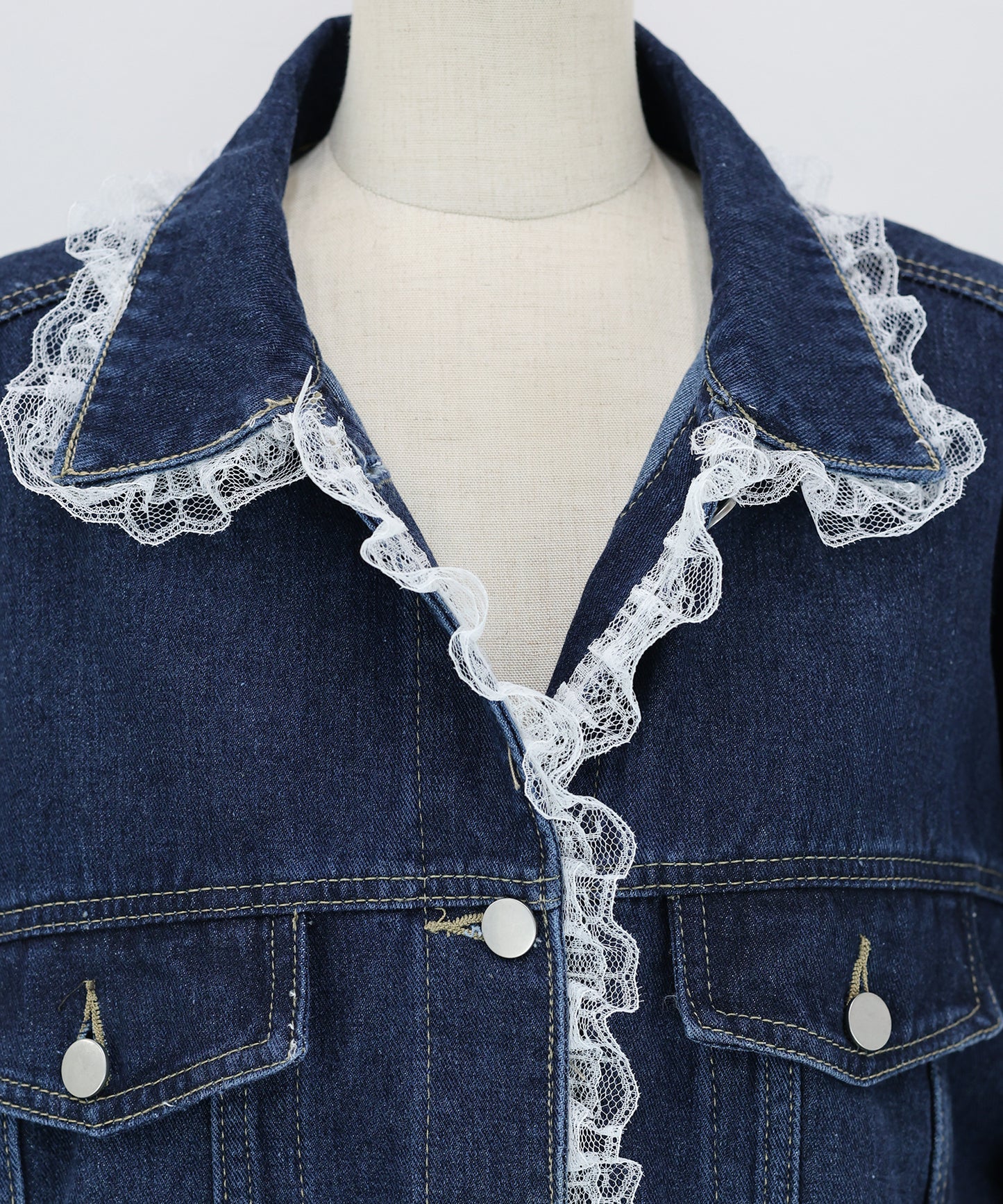 レースドッキングデニムジャケット