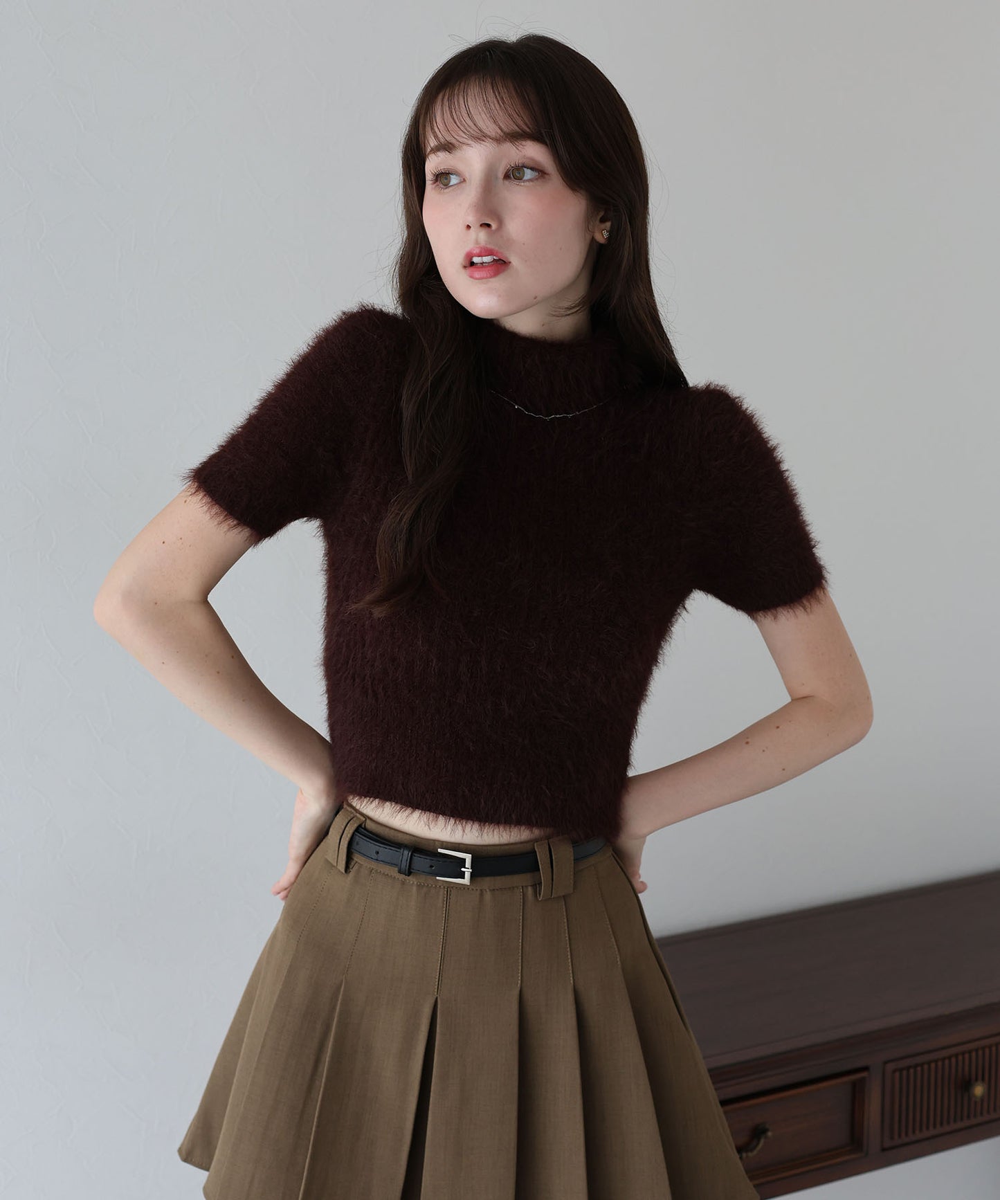 【早割5％OFF】ハイネックシャギーニット