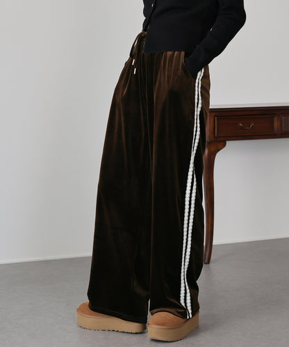 【早割5％OFF】サイドレースベロアパンツ