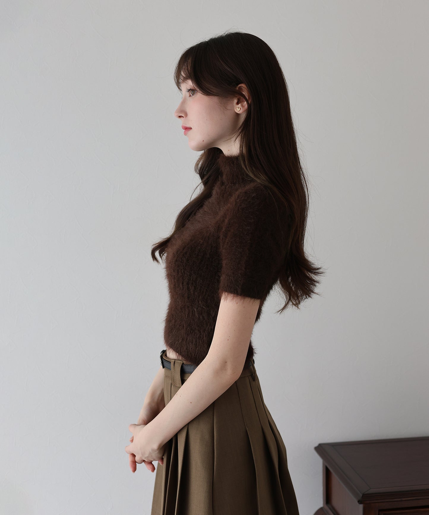 ハイネックシャギーニット