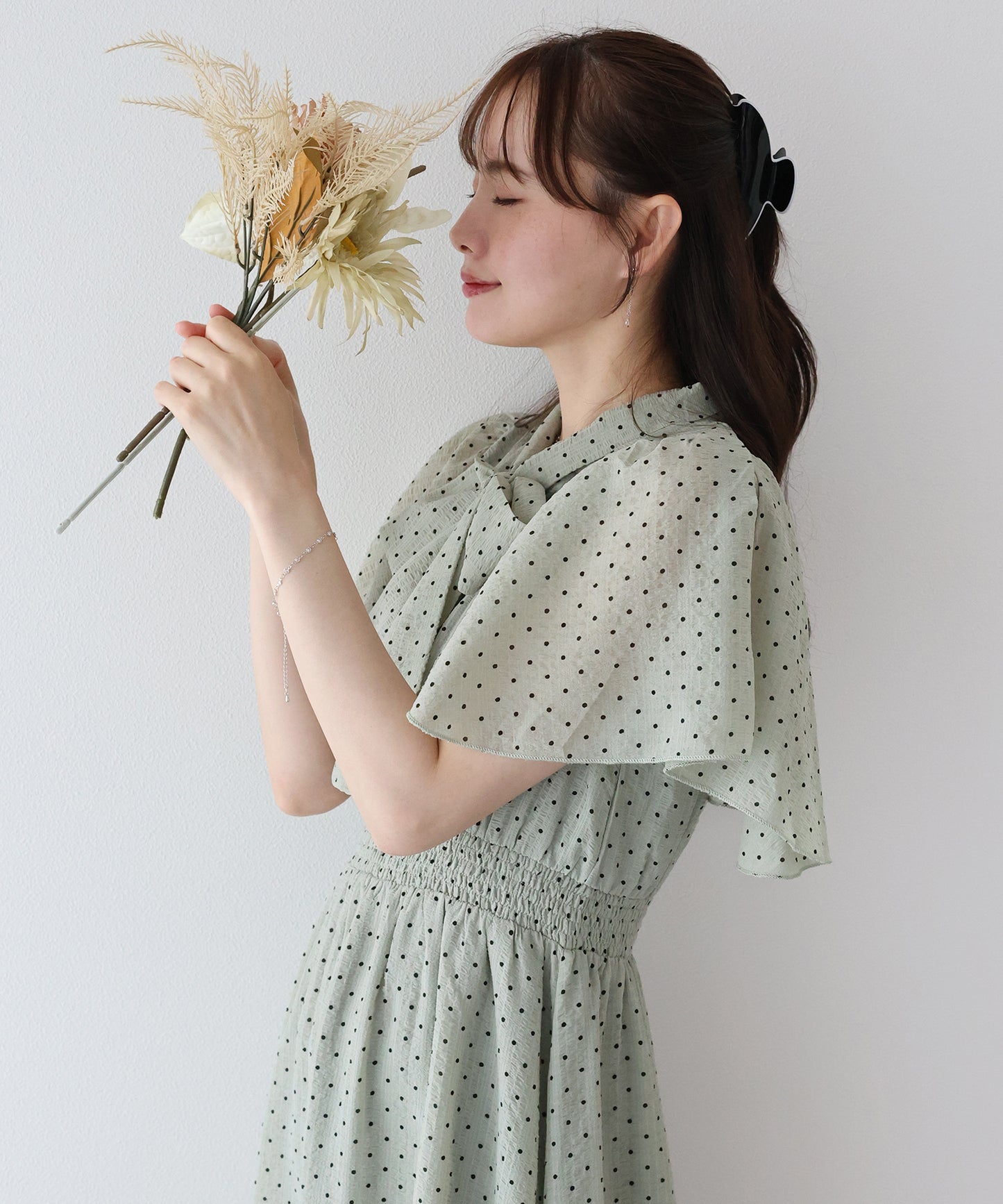 【早割5％OFF】フレアスリーブボウタイリボンワンピース