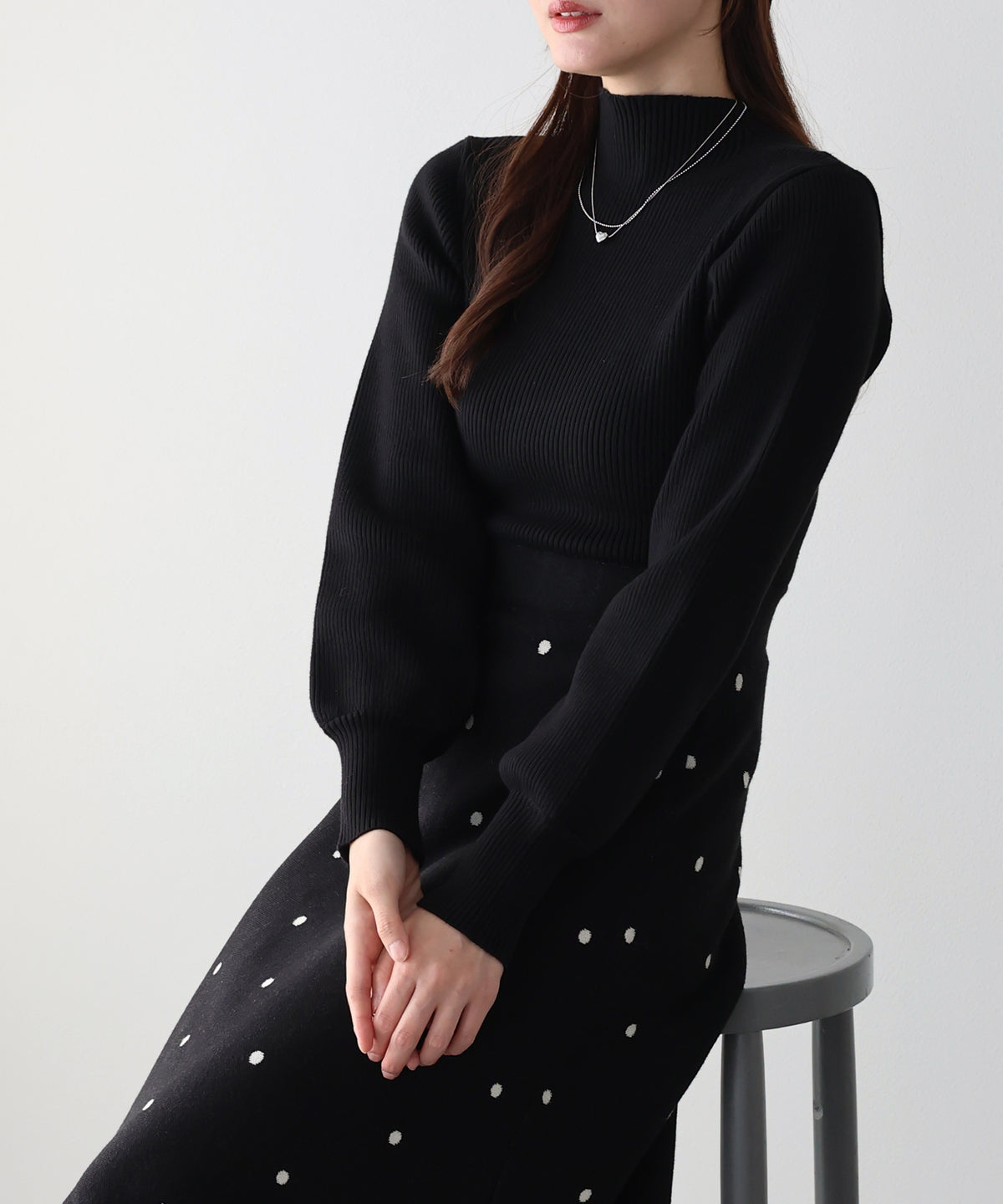 選べる2丈・チェックジャガードニットワンピース