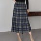 細プリーツチェックスカート