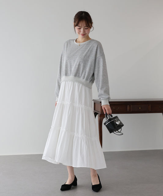 【早割5％OFF】ドッキングティアードワンピース