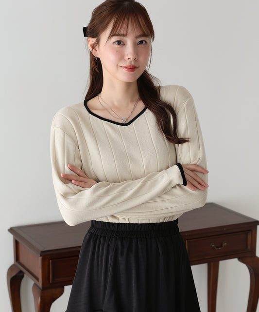 【早割5％OFF】《2サイズ展開》ハートネックワイドリブニット