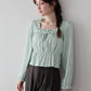 【早割5％OFF】スクエアネックギャザーブラウス【ネコポス】