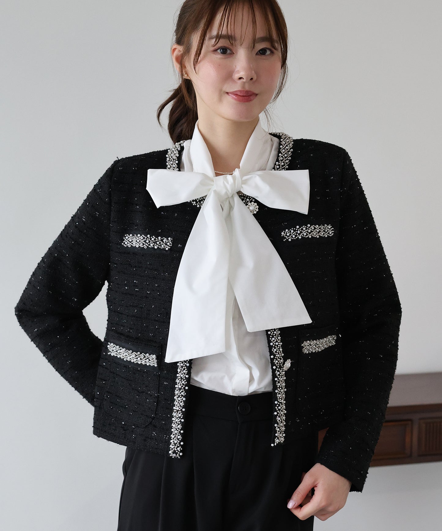 ビジューラメツイードジャケット