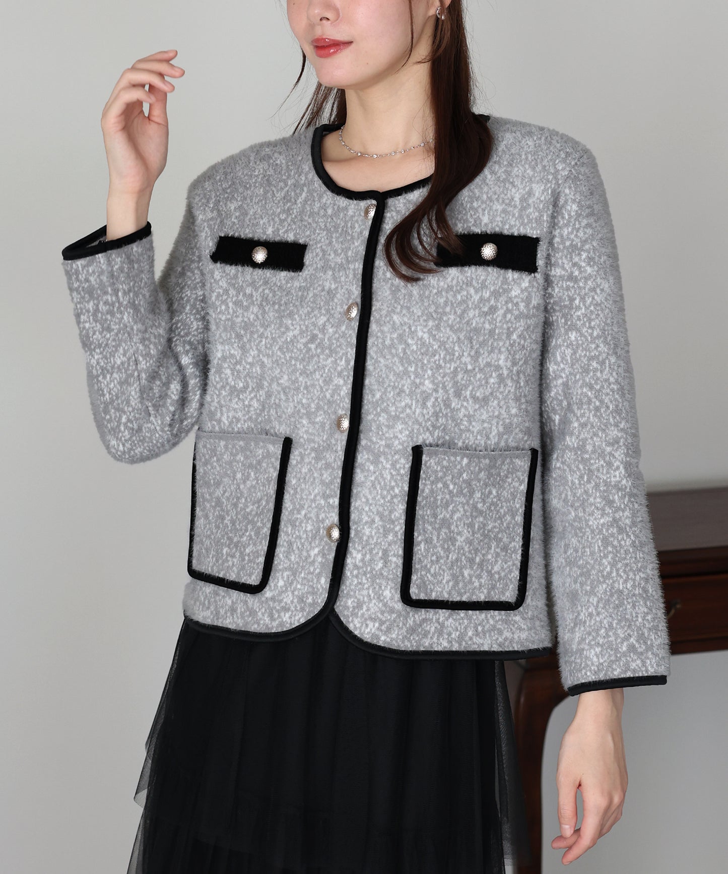 【SALE】ツイード風シャギージャケット