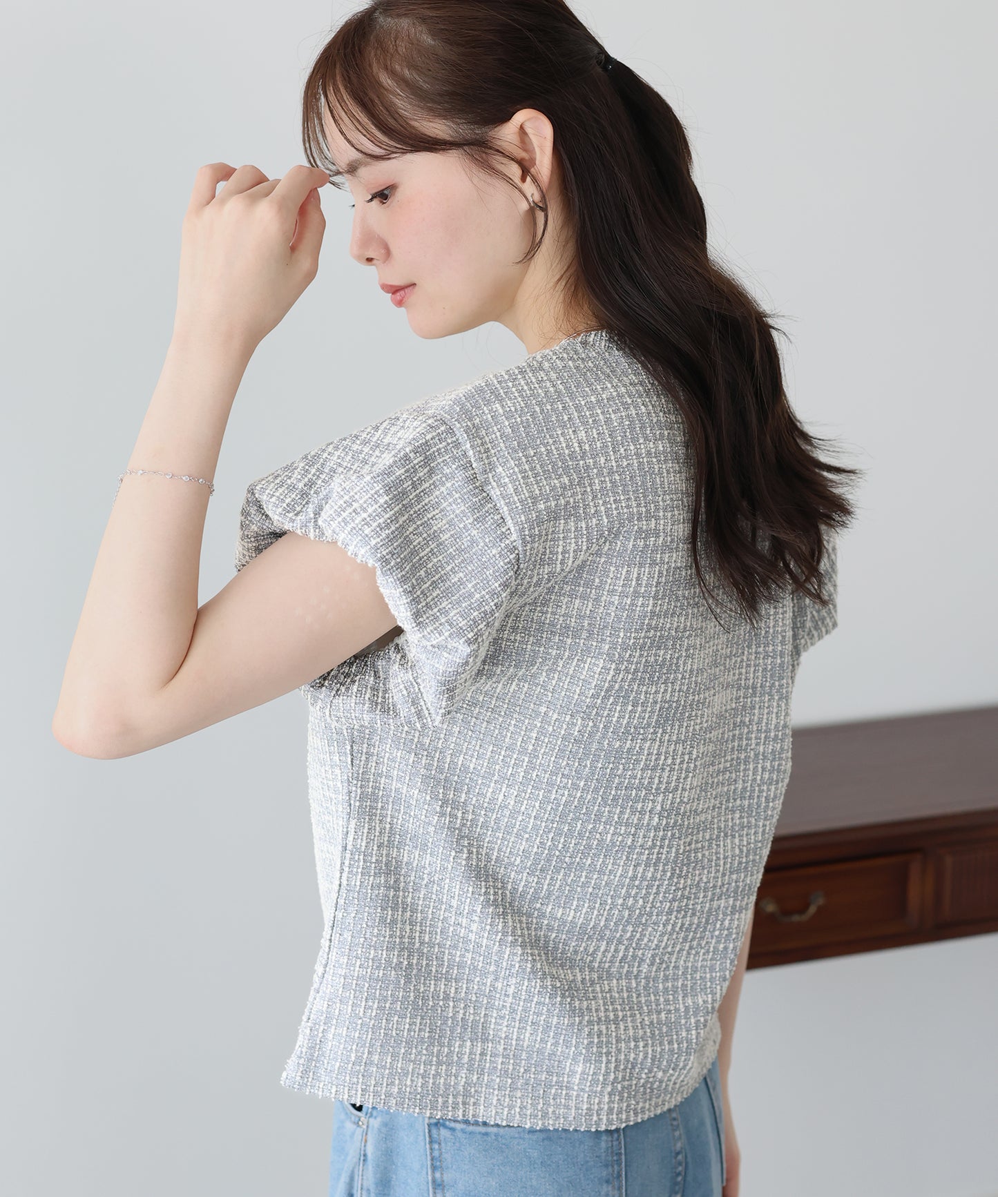 バルーンスリーブツイードＴシャツ【メール便】