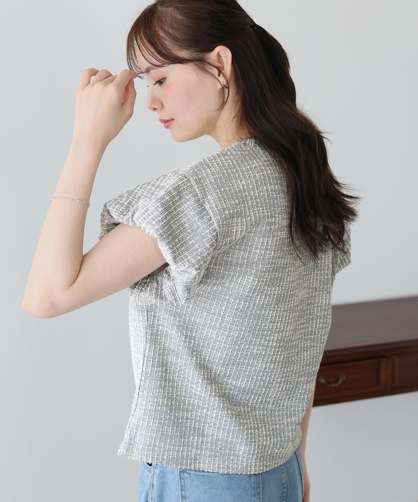バルーンスリーブツイードＴシャツ【メール便】