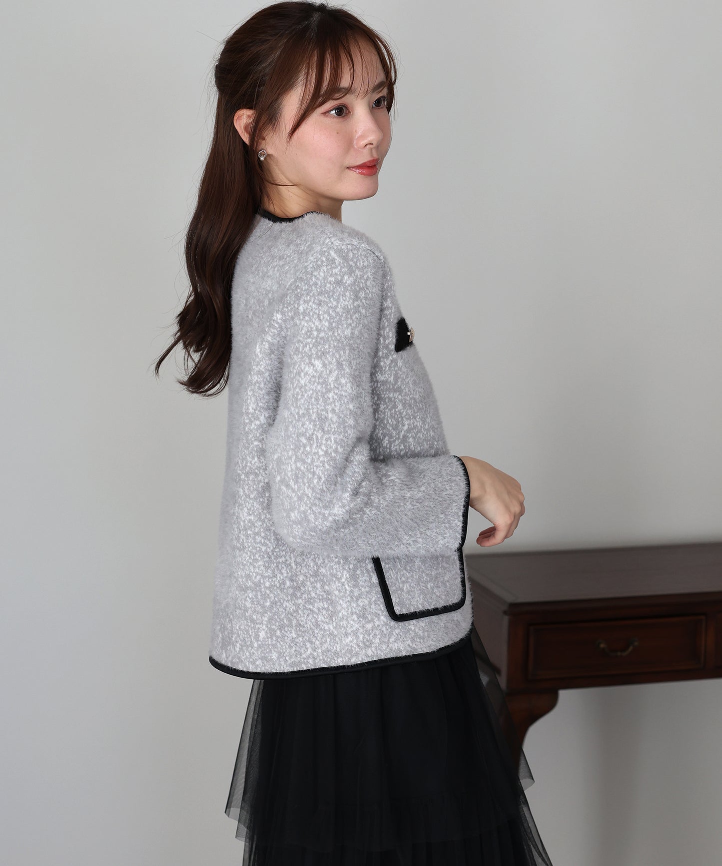 ツイード風シャギージャケット