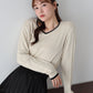 【早割5％OFF】《2サイズ展開》ハートネックワイドリブニット