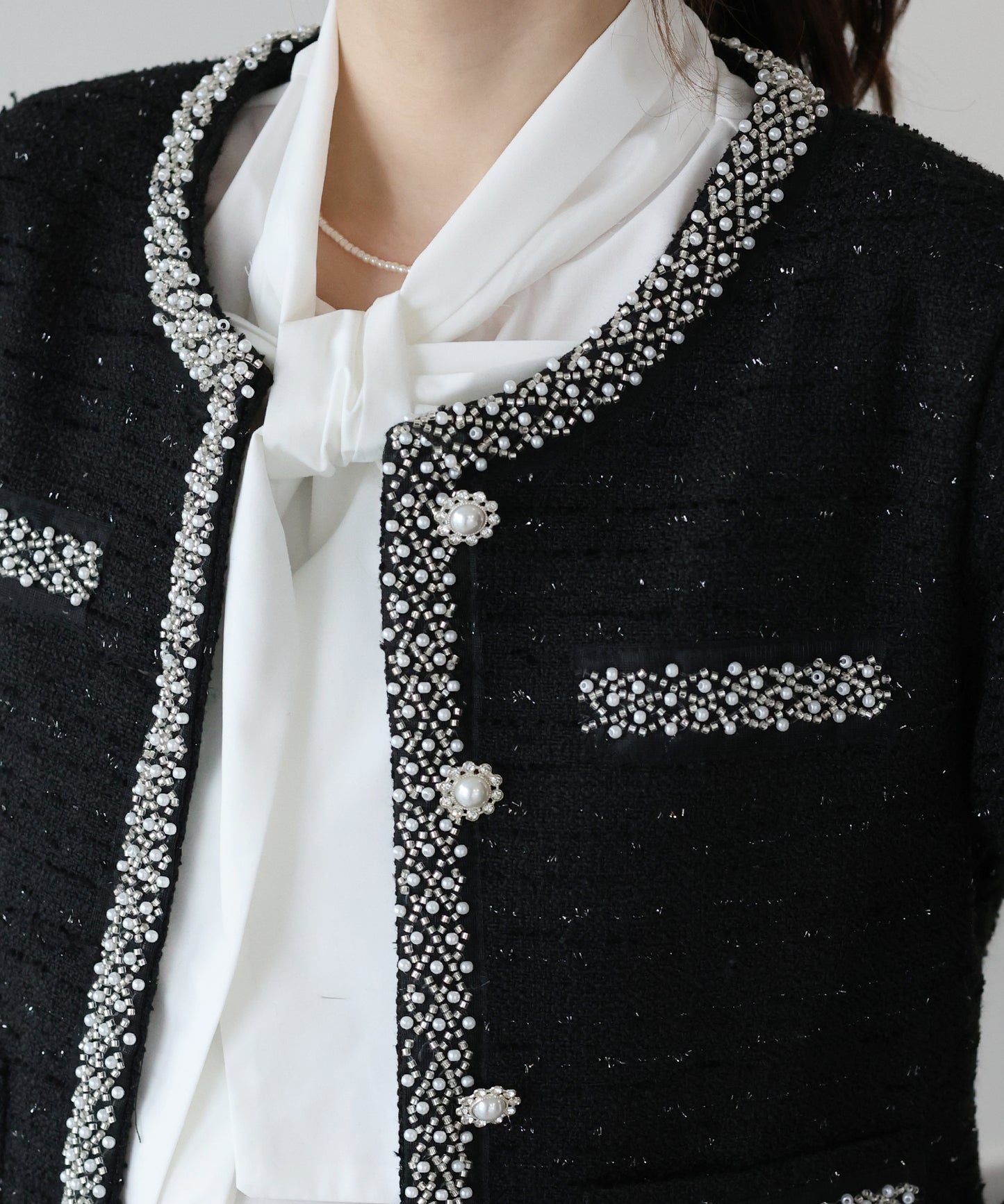 ビジューラメツイードジャケット