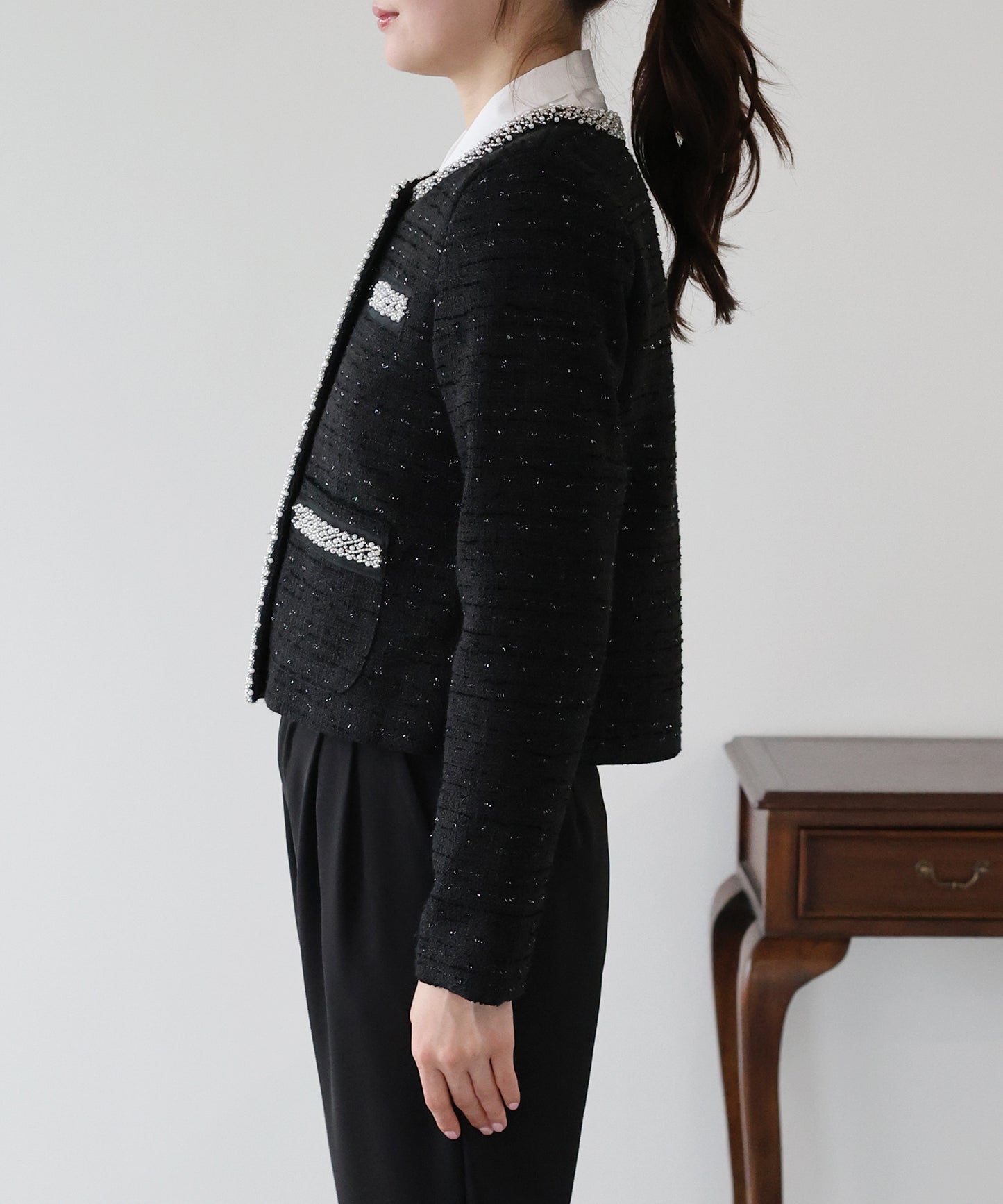 ビジューラメツイードジャケット