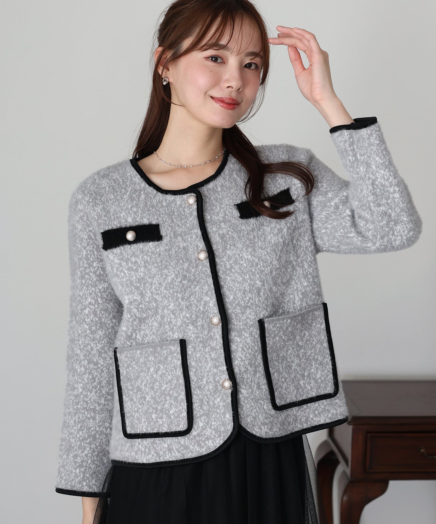 【SALE】ツイード風シャギージャケット