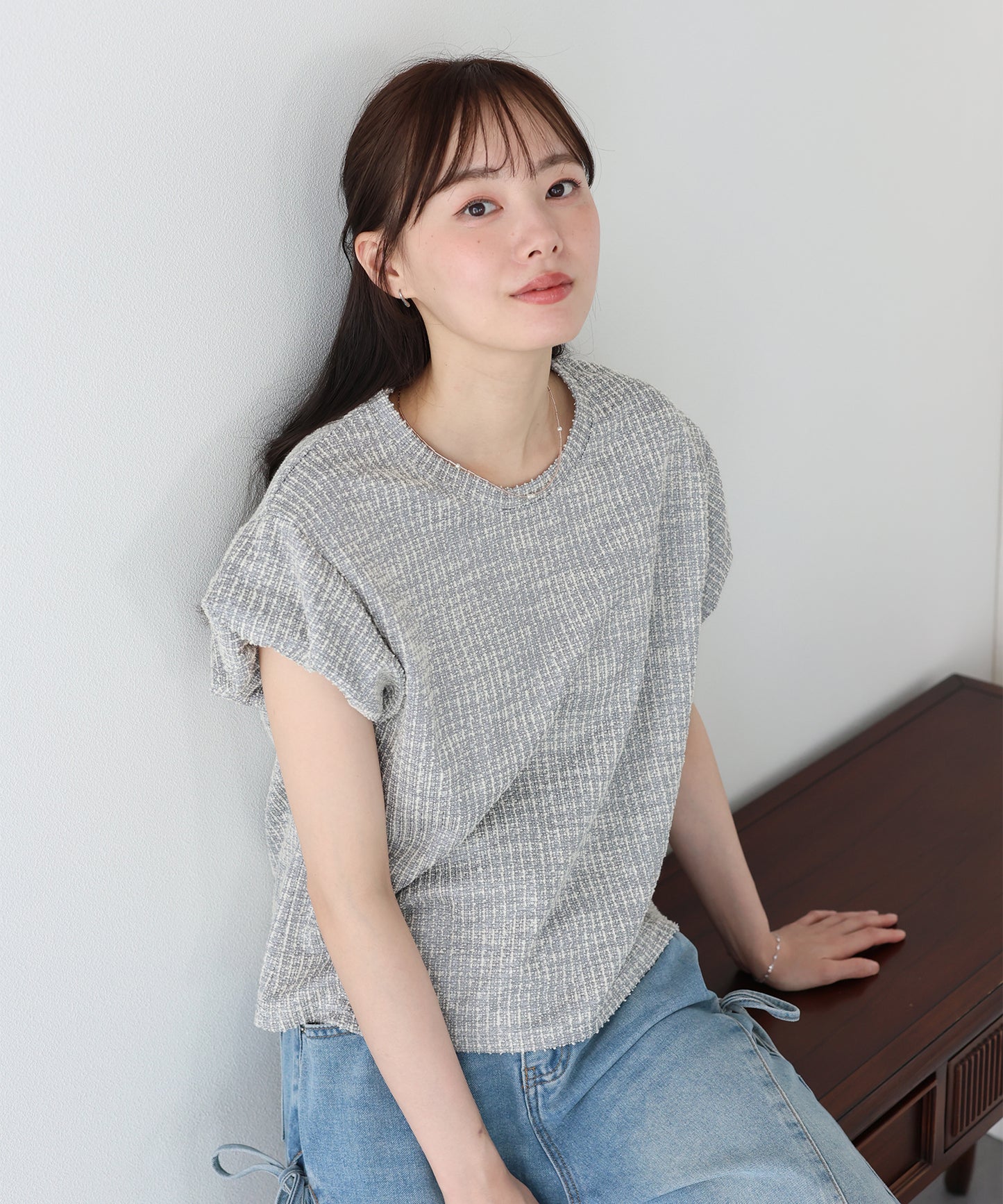 バルーンスリーブツイードＴシャツ【メール便】
