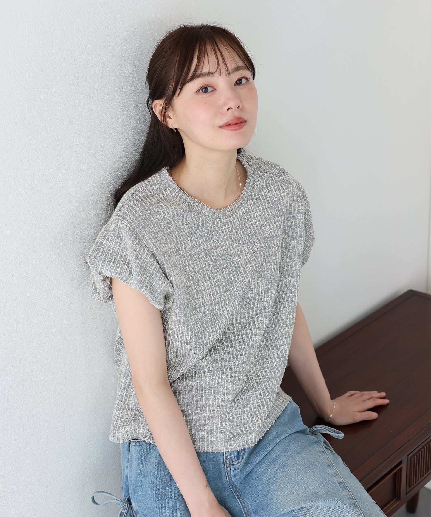 バルーンスリーブツイードＴシャツ【メール便】