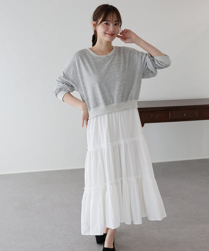 【早割5％OFF】ドッキングティアードワンピース